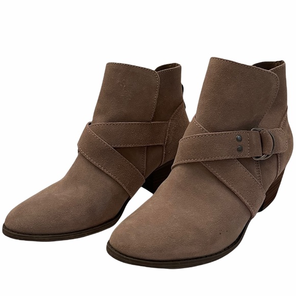 AMERICAN EAGLE OUTFITTERS Booties Aeo Leather Ankle Boots Taupe Pull On Size 7.5 - Picture 4 of 9